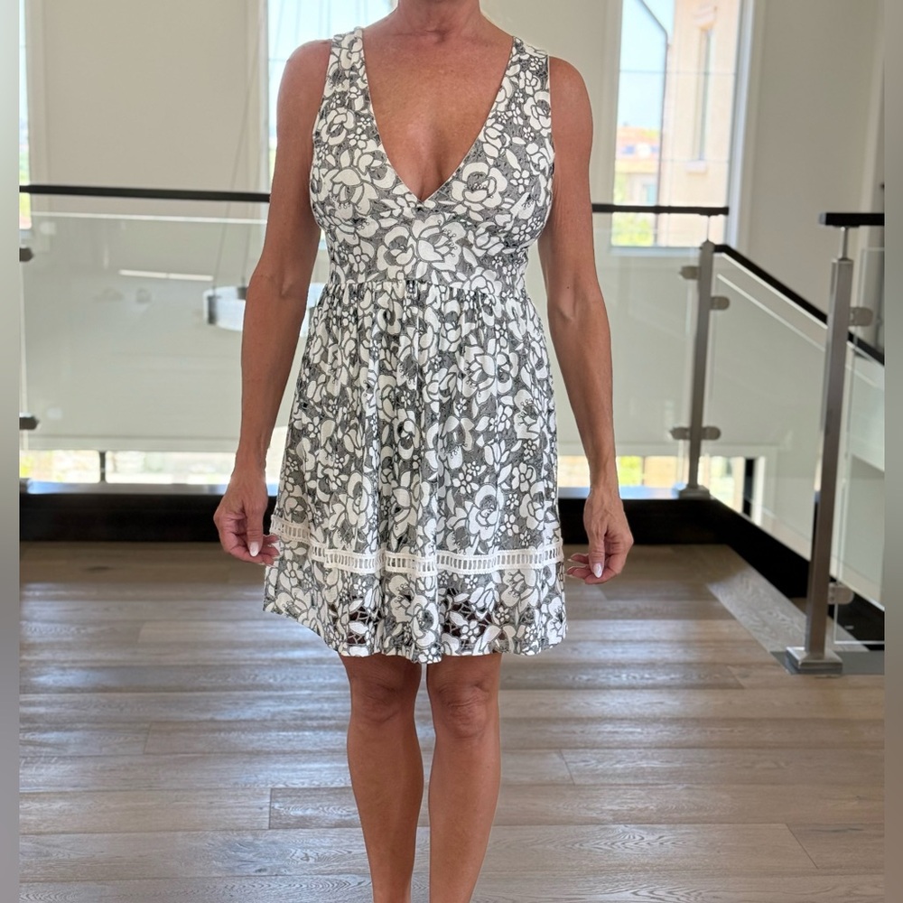Just Me Black and White Tiered Mini Sundress